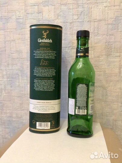 Бутылка и туба из-под виски Glenfiddich 0,5л