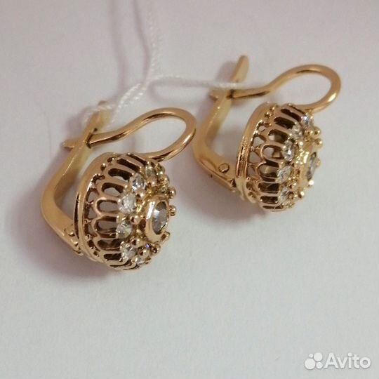 Серьги / 5,77г / Золото585 / фианиты круглые