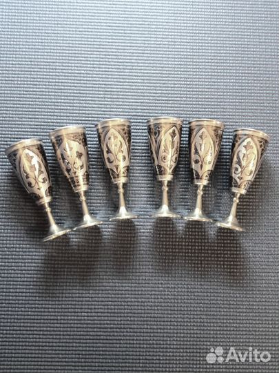Серебряные бокалы СССР, раритет, 875я проба Кубачи