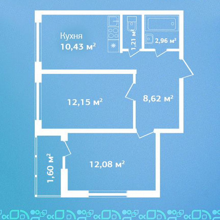 2-к. квартира, 49,1 м², 2/9 эт.