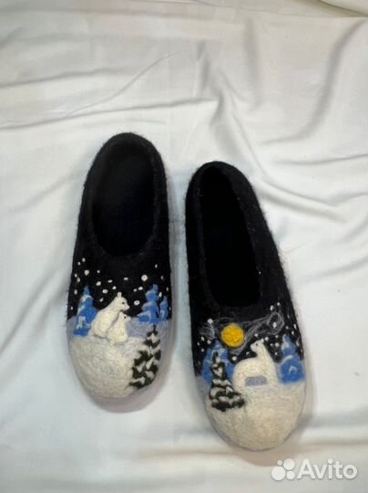 Тапочки из войлока ручной работы