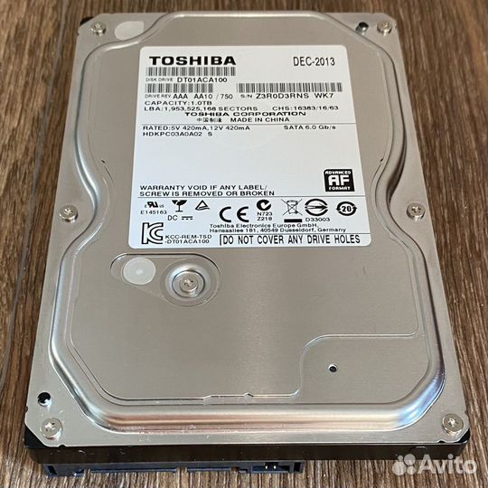 Жесткий диск (HDD) 1 TB 3.5 Toshiba DT01ACA100