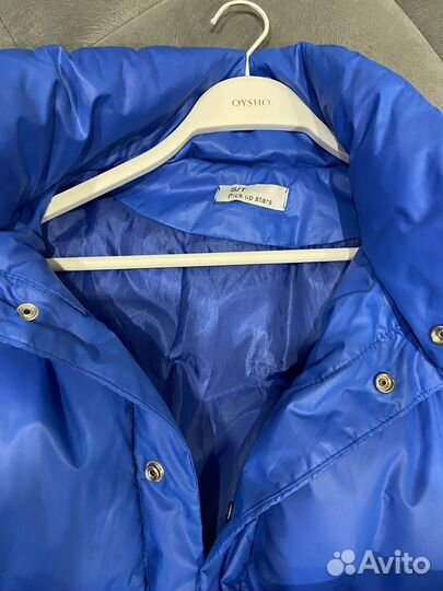 Пуховик синий дутый