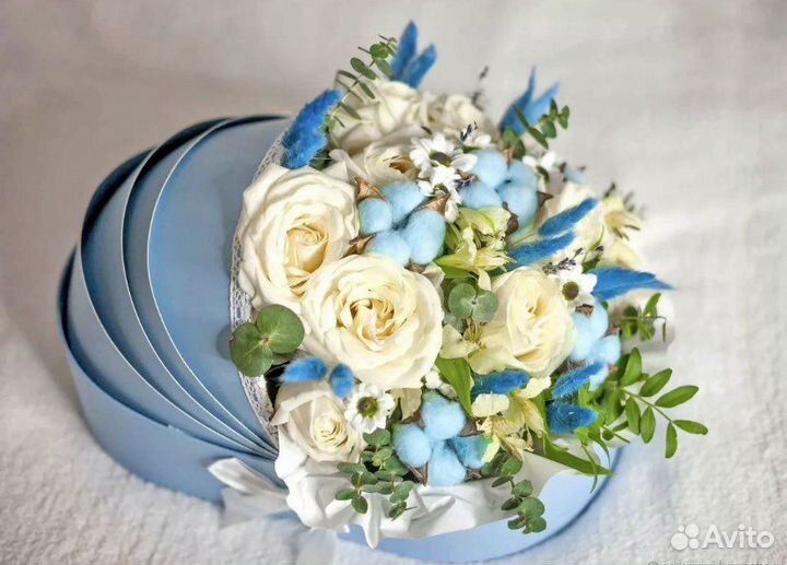 Цветы/цветы на выписку/коляска/цветы в коробке