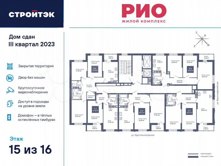 1-к. квартира, 37,1 м², 15/17 эт.