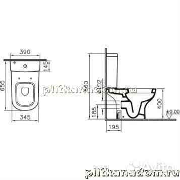 Vitra D-Light Унитаз-компакт 9014B003-7207 Open-Back, сидение микролифт, арматура Geberit