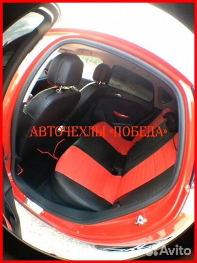 Чехлы Opel Astra J из экокожи чёрно-красные Класси