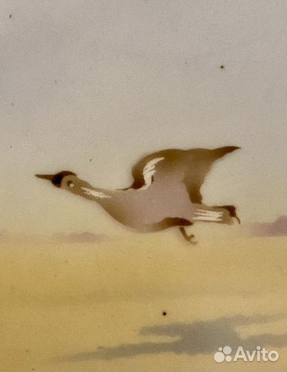 Настенная тарелка утки, охота. Дулёво. СССР. 1920е