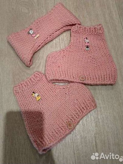 Чехлы на коньки и повязка розовые