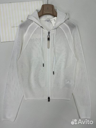 Brunello cucinelli кофта на молнии белая и черная