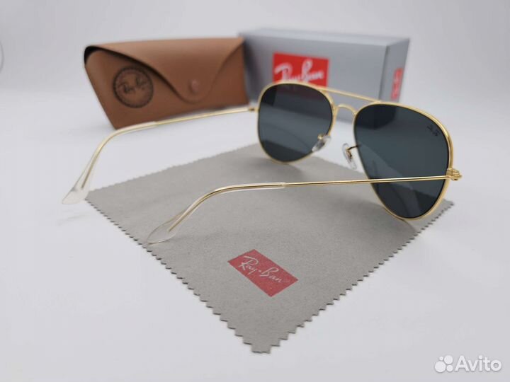 Очки Ray Ban Aviator Gold Black Стекло