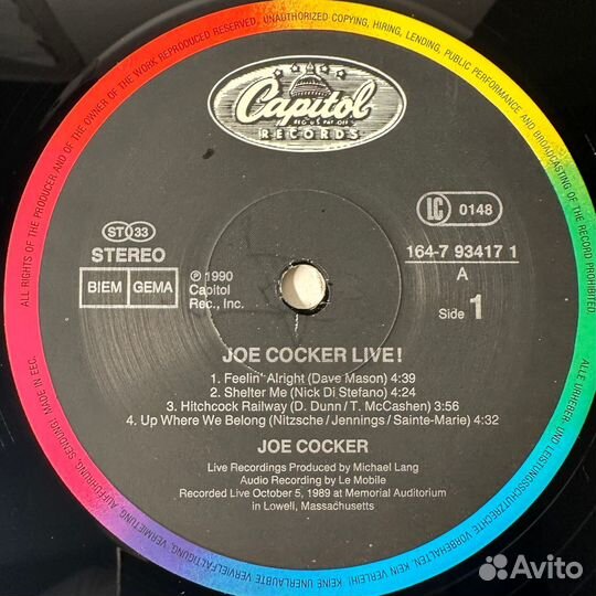 Joe Cocker – Joe Cocker Live 2LP (Европа 1990г.)