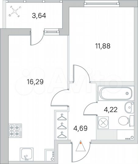 1-к. квартира, 38,9 м², 6/8 эт.