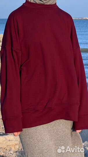 Свитшот в цвете бургунди из хлопковой трехнитки