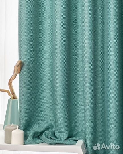 Шторы рогожка орфей бирюза новые на окна пошив