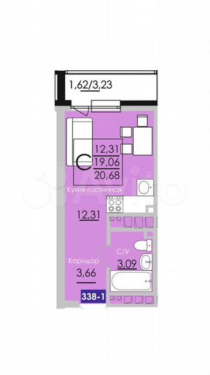 Квартира-студия, 20,7 м², 5/25 эт.