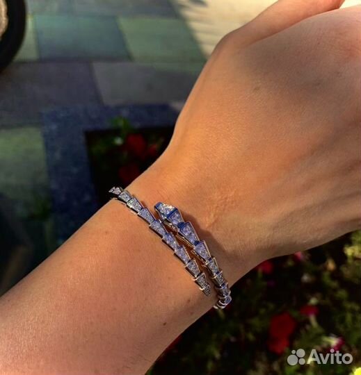 Браслет bvlgari serpenti с белыми фианитами