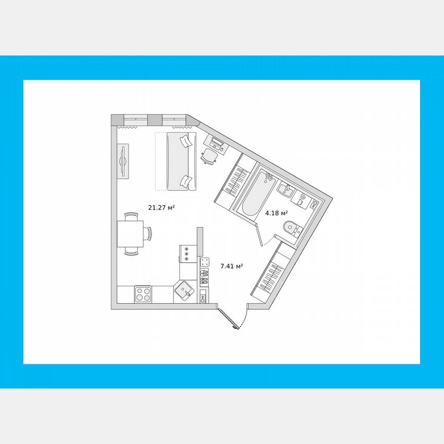 Квартира-студия, 32,9 м², 1/16 эт.