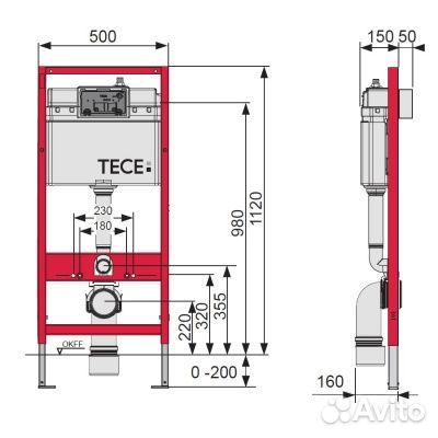 Tece teceprofil Застенный модуль (h 1120 мм) для у