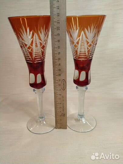 Фужеры красный хрусталь СССР