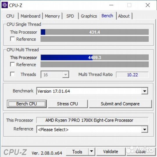 Ryzen 7 PRO 1700X 8-ядер 16-потоков Socket AM4