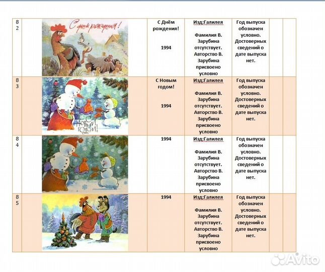 Каталог Зарубин В.И. электронный Конверты Открытки