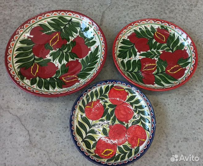 Ляган Гранат 32 см Узбекская керамика, Риштан