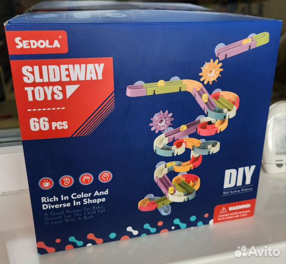 Игра для ванной водная горка 66 деталей sedola