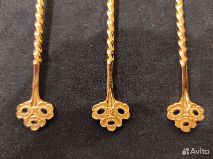 Комплект ложек совочков мельхиор позолота Таллин