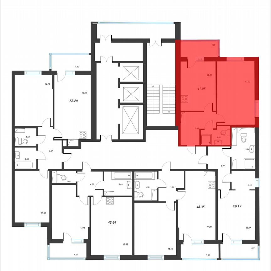 1-к. квартира, 43,2 м², 20/22 эт.
