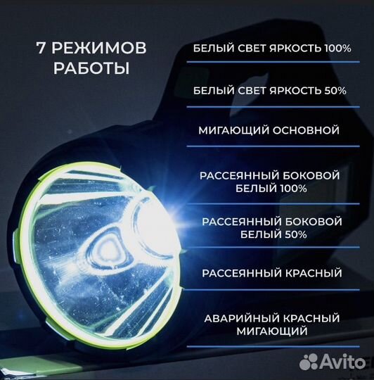 Фонарик светодиодный аккумуляторный мощный