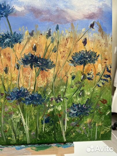 Картина маслом на холсте Васильки