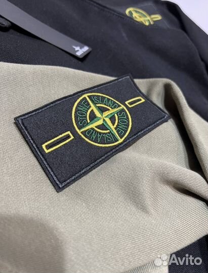 Зип худи Stone Island (Бежевый, зеленый)