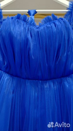 Синее вечернее пышное платье 44 размер