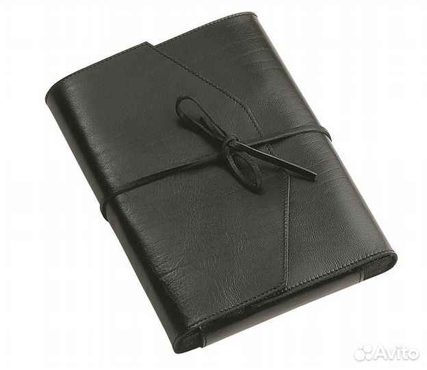 Винный набор в черном кожаном чехле с часами