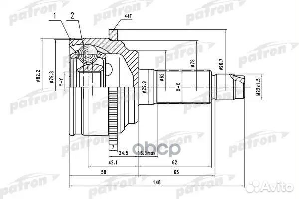 ШРУС наружн к-кт 28x62x32 ABS:44T mazda: 6 02