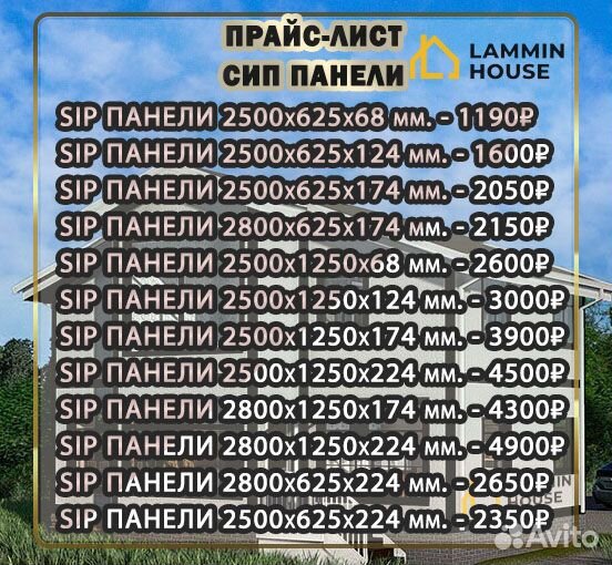 Сип SIP панели OSB. Размер 2500*625*174 мм