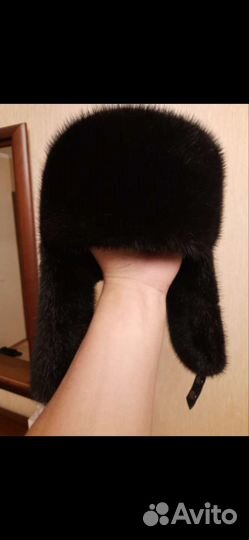 Шапка кожаная с норковым мехом новая