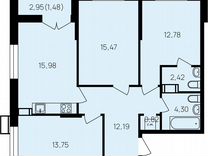 3-к. квартира, 80,4 м², 15/19 эт.