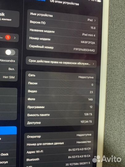 iPad mini 4 128gb cellular