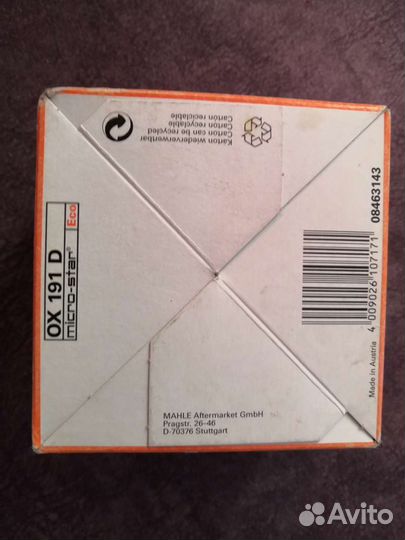 Фильтр масляный knecht/mahle OX191D