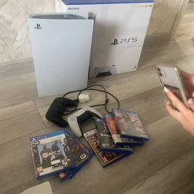 Продам Sony PS5 + 2Джостика, 6 дисков с играми