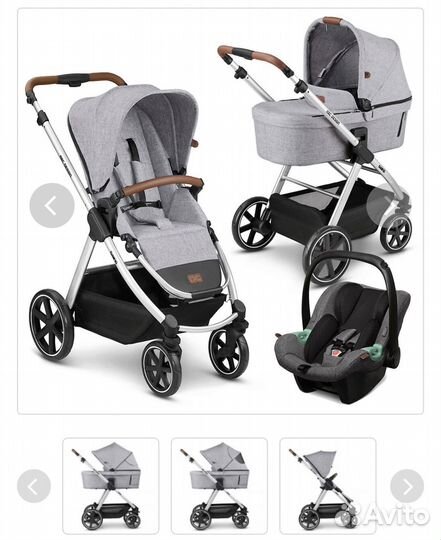 Коляска 3 в 1 ABC Design Swing серый Graphite Grey