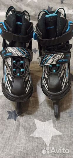 Коньки ледовые раздвижные детские rush action