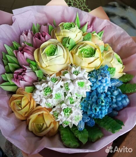 Букет зефирных цветов. Весенний букет. Подарок