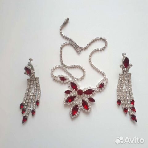 Серьги финифть, СССР. Колье чешское стекло