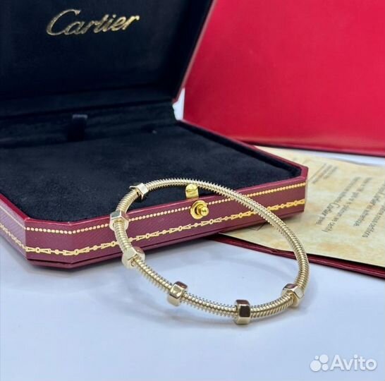 Золотой браслет ecrou de cartier с гайками картье