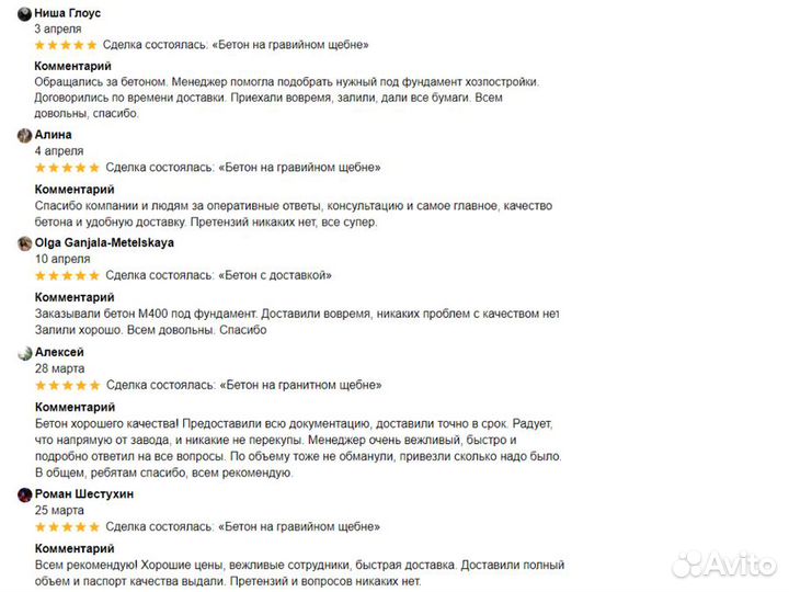 Бетон для фундамента в Озерах
