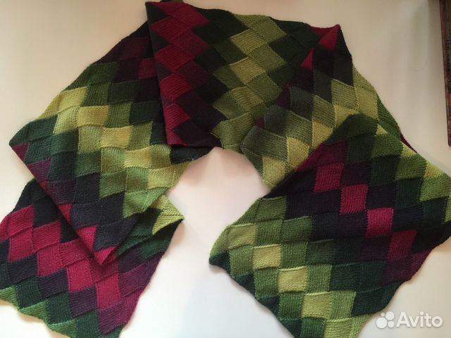 Новый вязаный шарф-палантин двусторонний энтрелак