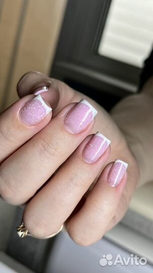 Маникюр гель-лак укрепление ногтей френч